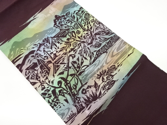 JAPANESE KIMONO / VINTAGE NAGOYA OBI / WOVEN TREES
